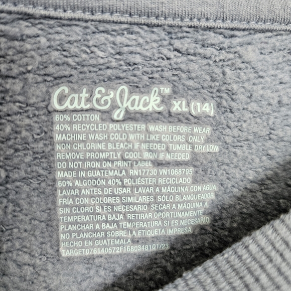 Cat & Jack Boys Crewneck Checker Print Blue Sweatshirt Size XL (14) - Picture 2 of 4